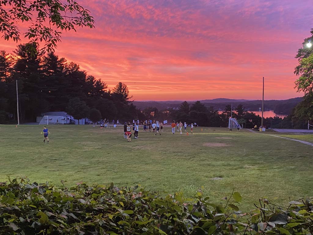 The soccer field at sunset