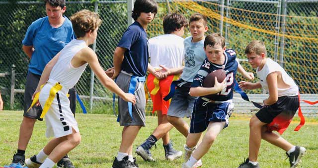 Touch football at Bauercrest sports summer camp